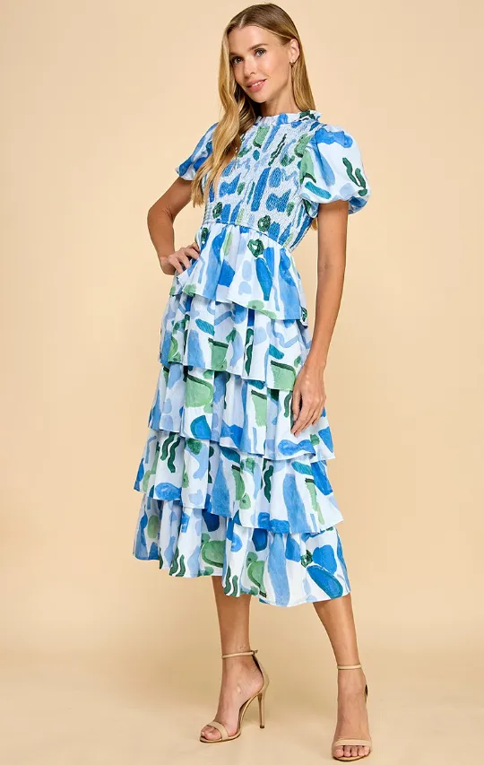 Robe Margo à manches bulle et fronces