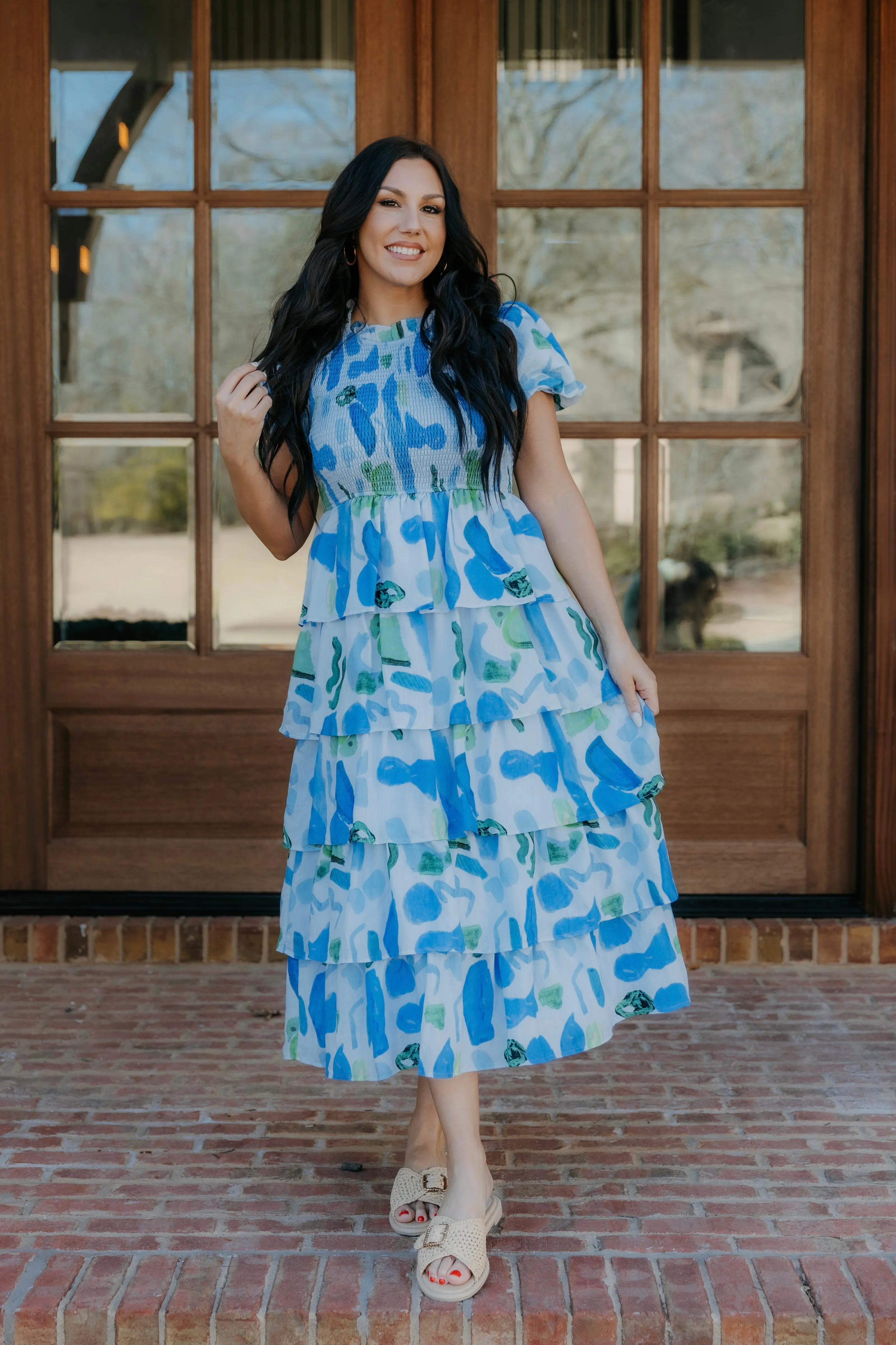 Robe Margo à manches bulle et fronces