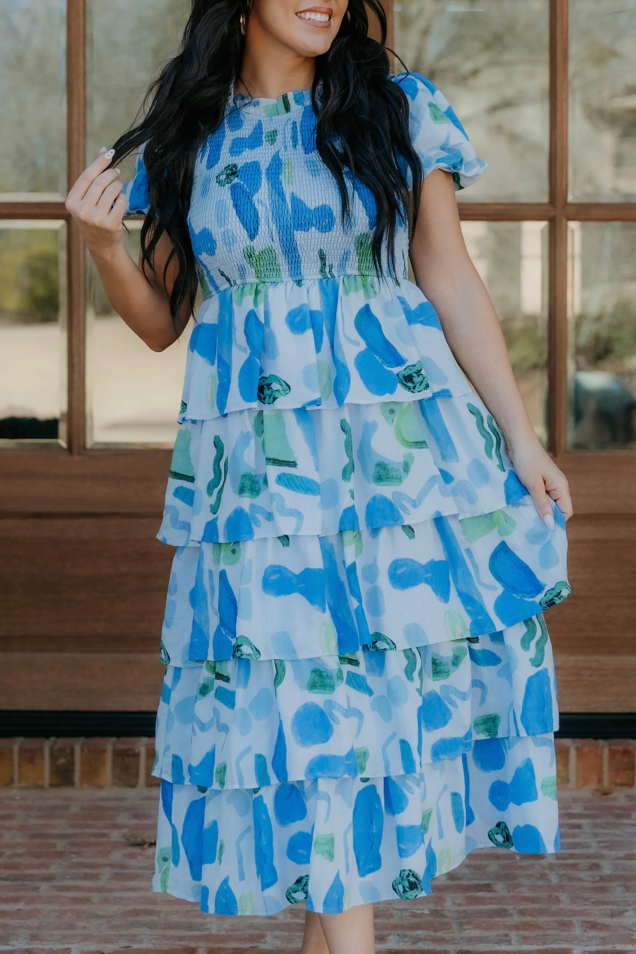 Robe Margo à manches bulle et fronces