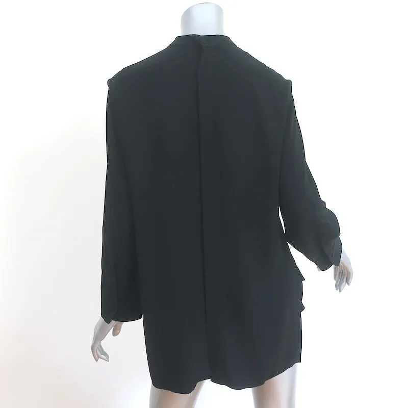 Marni Tunique à Broderies Cristal Noir Crêpe Taille 42 Chemisier à Manches Longues