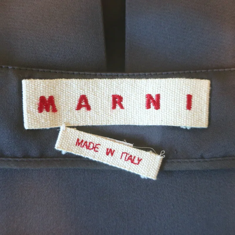 Marni Blouse à Plis Dos Satin Gris Foncé Taille 40