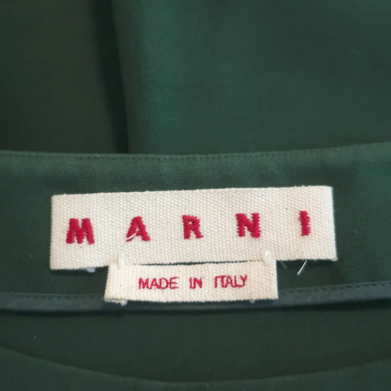 Marni Blouse à Plis Dos Vert Coton Taille 40 Manches Courtes
