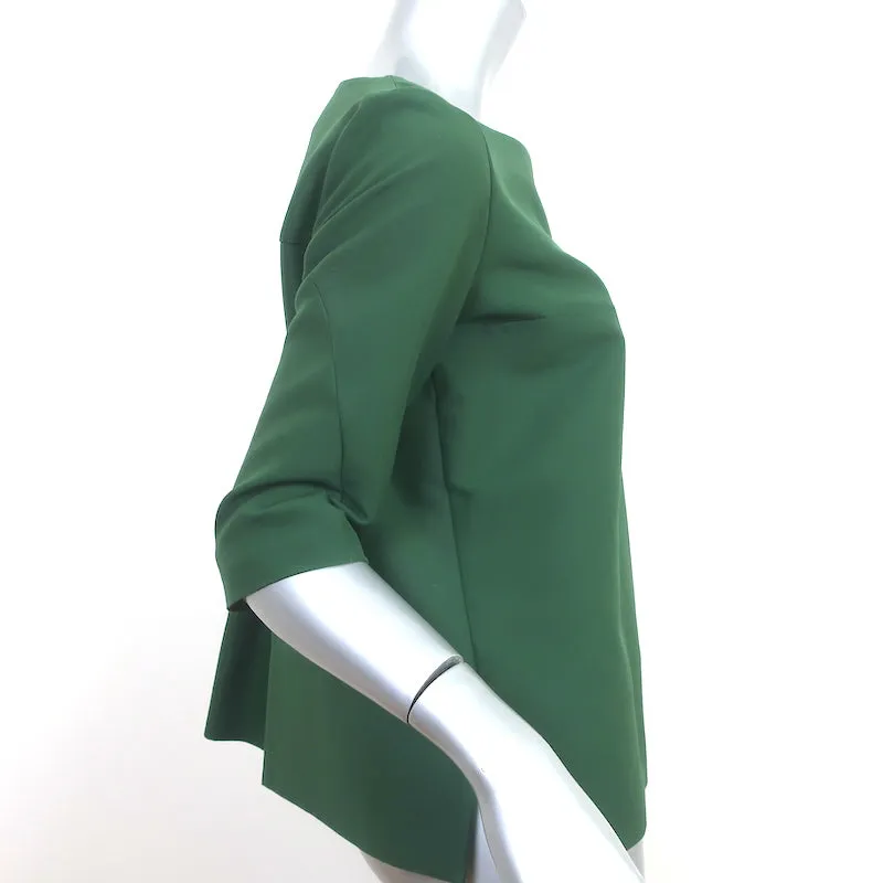 Marni Blouse à Plis Dos Vert Coton Taille 40 Manches Courtes
