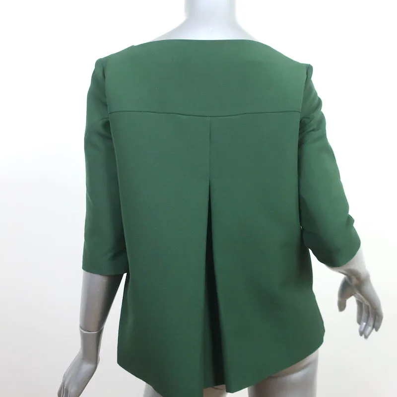 Marni Blouse à Plis Dos Vert Coton Taille 40 Manches Courtes