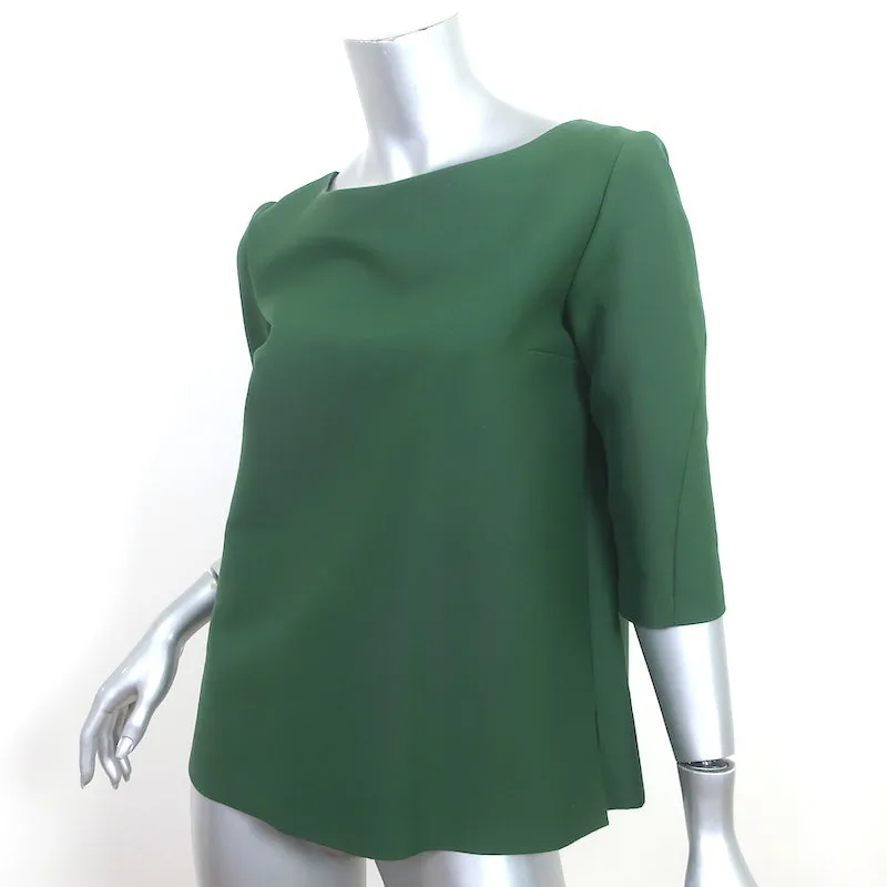 Marni Blouse à Plis Dos Vert Coton Taille 40 Manches Courtes