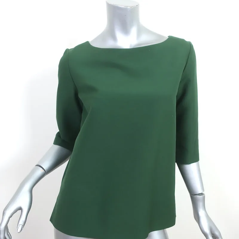 Marni Blouse à Plis Dos Vert Coton Taille 40 Manches Courtes