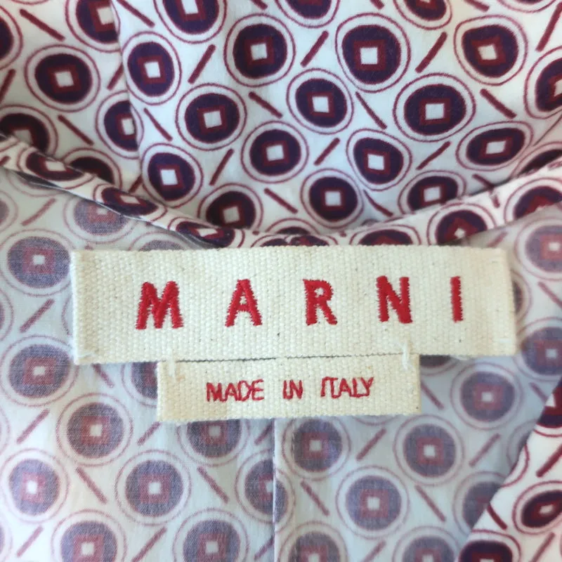 Marni Haut Sans Manches Blanc/Violet Imprimé Géométrique Coton Élastique Taille 38