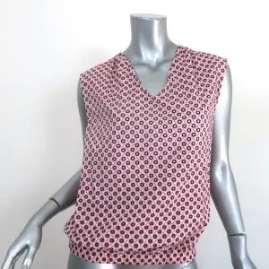 Marni Sleeveless Top White/Purple Geometric Print Stretch Cotton Size 38