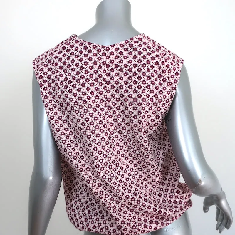 Marni Haut Sans Manches Blanc/Violet Imprimé Géométrique Coton Élastique Taille 38