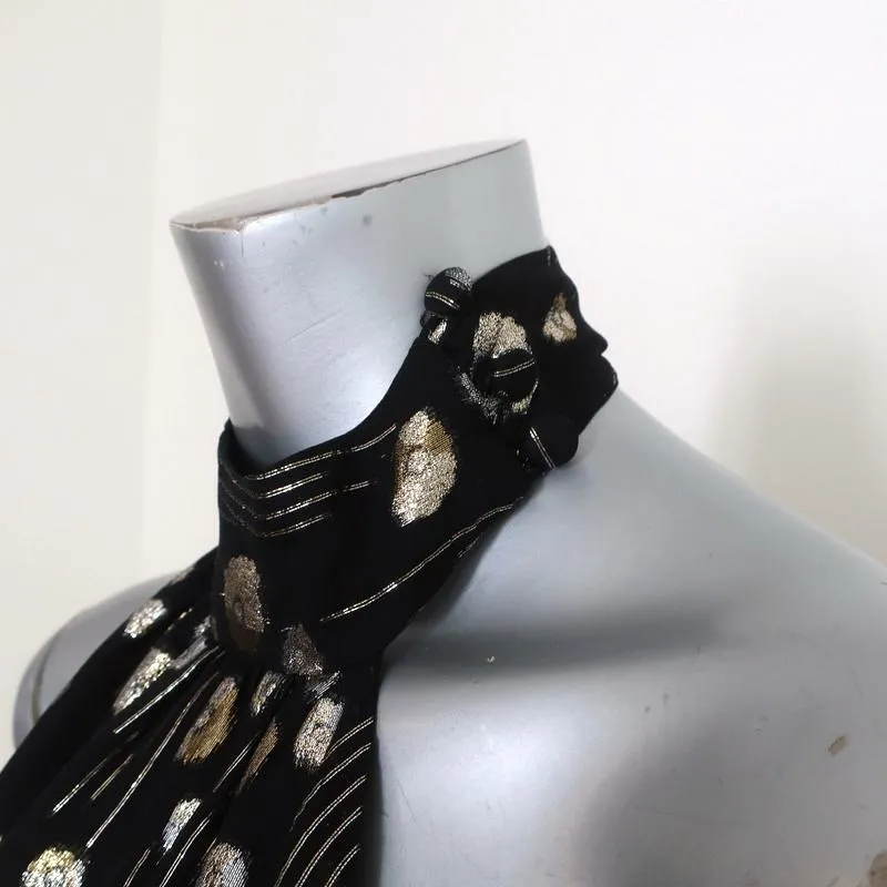 Mason Haut à Bretelles Noir/Or Imprimé Pointillé en Soie Taille 8 Blouse Dos Nu