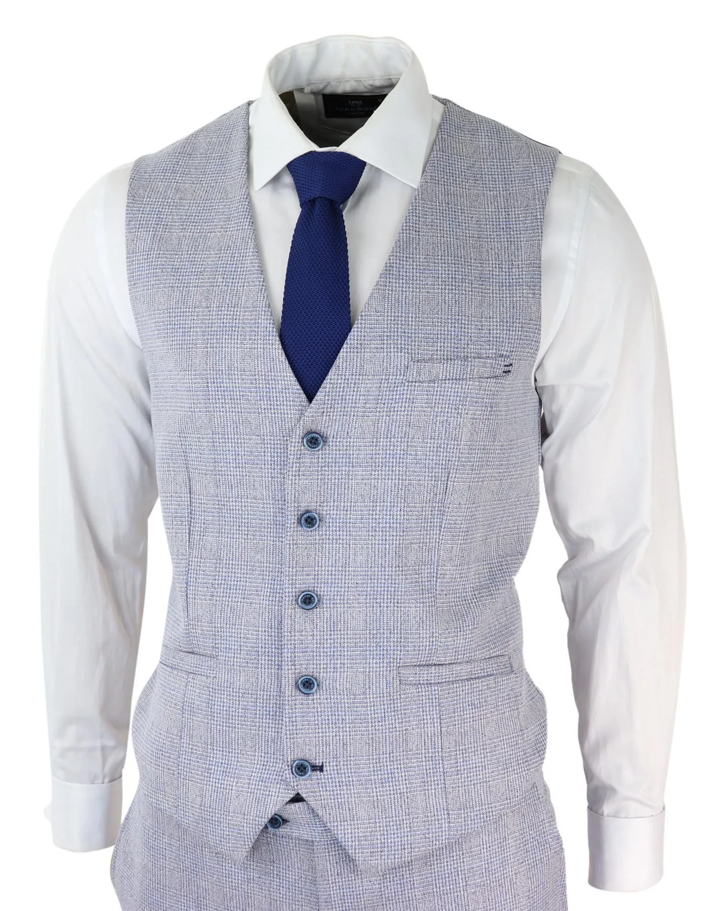 Costume 3 pièces en tweed bleu clair à carreaux style Peaky Blinders, costume de mariage Gatsby des années 1920