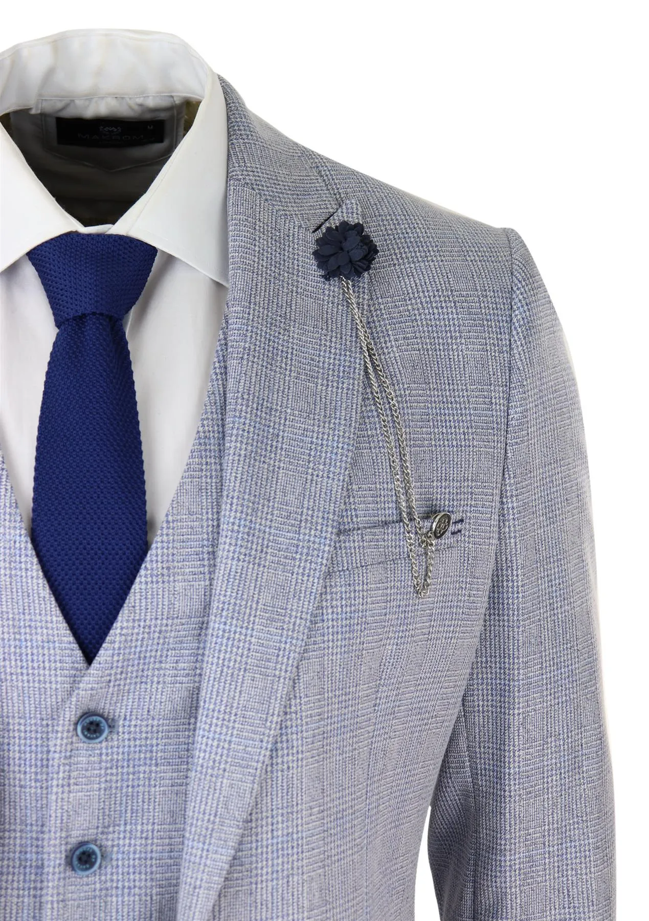 Costume 3 pièces en tweed bleu clair à carreaux style Peaky Blinders, costume de mariage Gatsby des années 1920