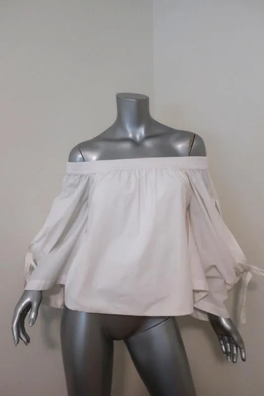 MISA Blouse décolletée Adeli en coton blanc taille extra petite avec manches nouées