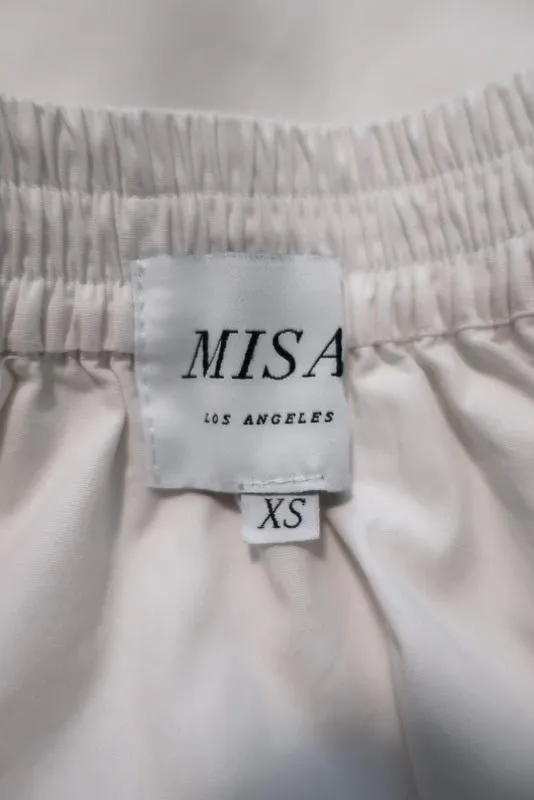 MISA Blouse décolletée Adeli en coton blanc taille extra petite avec manches nouées