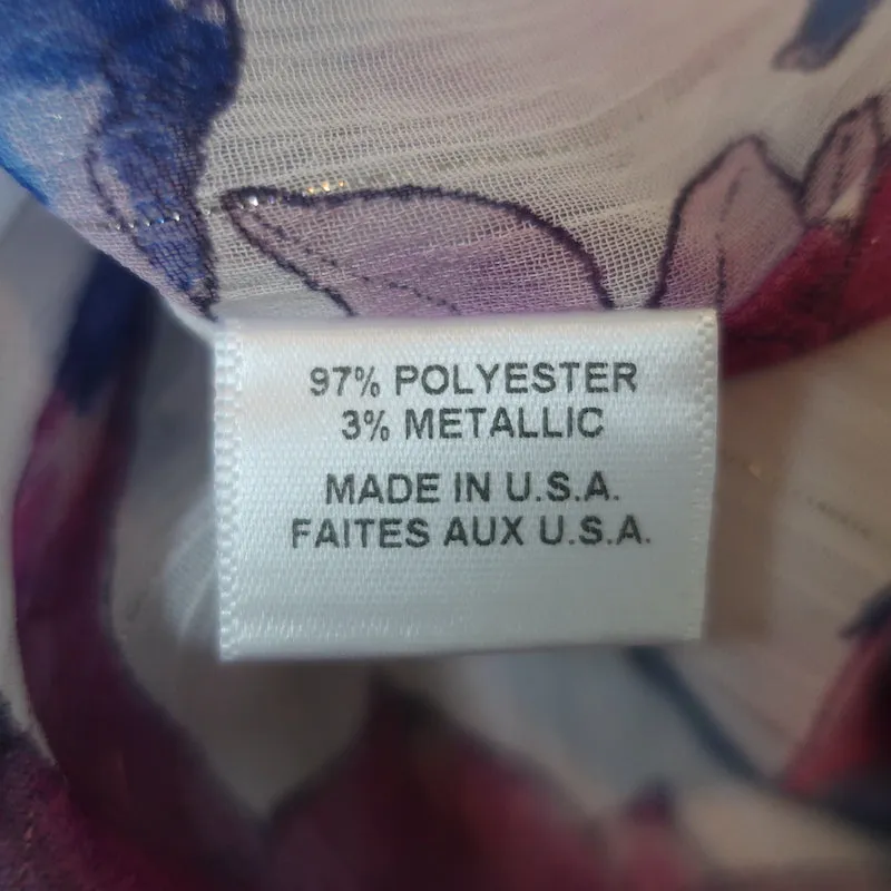 MISA Top Livia Imprimé floral métallisé Taille Medium Blouse à manches volantées NEUVE