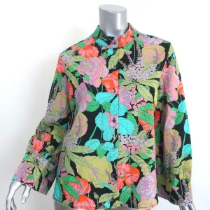 Momoni Blouse Franklin Floral Print Seersucker Size 40 Long Sleeve Top NEW