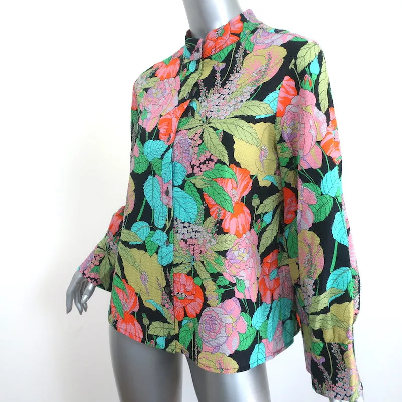 Momoni Blouse Franklin Imprimé Floral Seersucker Taille 40 Haut à Manches Longues NEUF