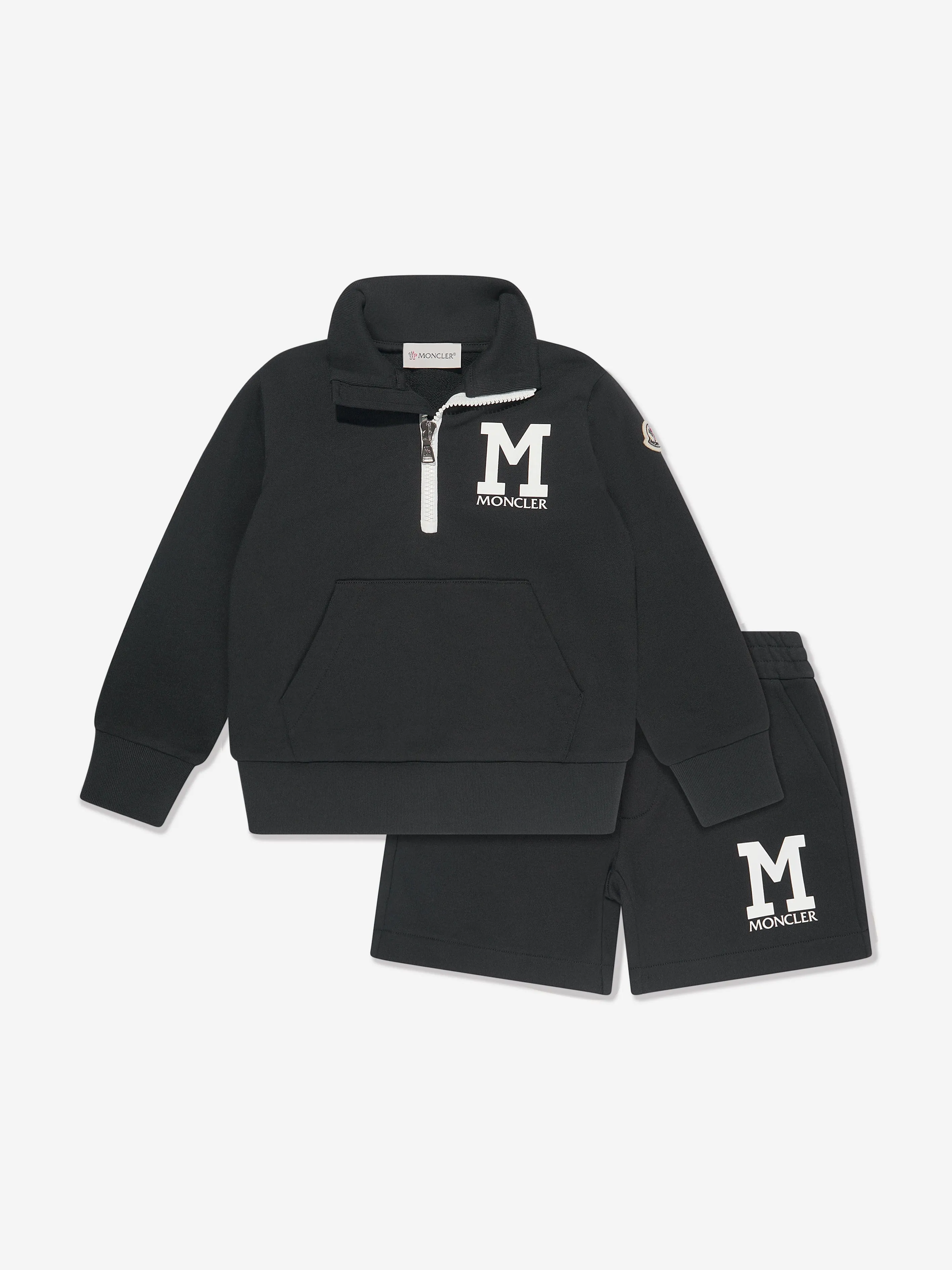 Moncler Enfant Tracksuit Court pour Garçons avec Logo en Noir
