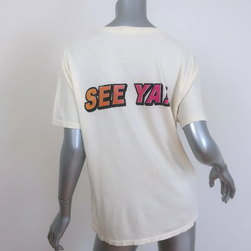 MOTHER Le T-shirt Rowdy Hot Mama Écru Taille Petit Haut à Manches Courtes