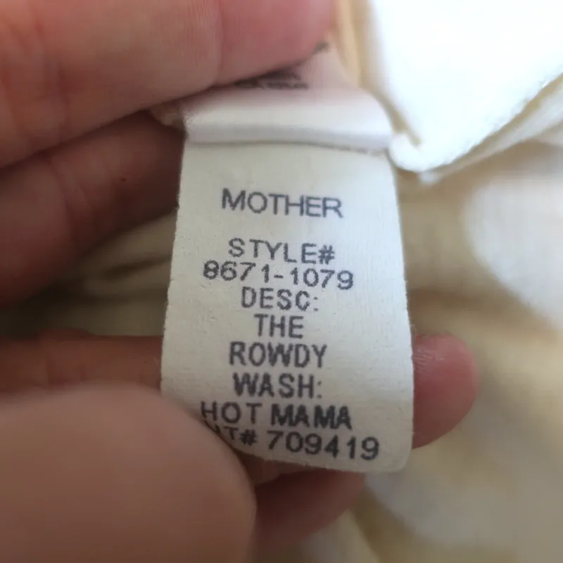 MOTHER Le T-shirt Rowdy Hot Mama Écru Taille Petit Haut à Manches Courtes