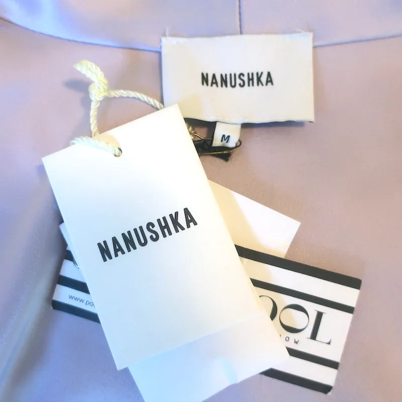 Nanushka Salome Wrap Top Lilac Satin Taille Moyenne Blouse à Manches Longues NEUVE