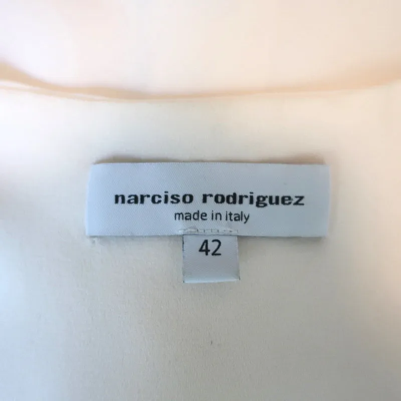 Narciso Rodriguez Blouse en soie à panneaux satinés ivoire Taille 42 Haut à manches longues