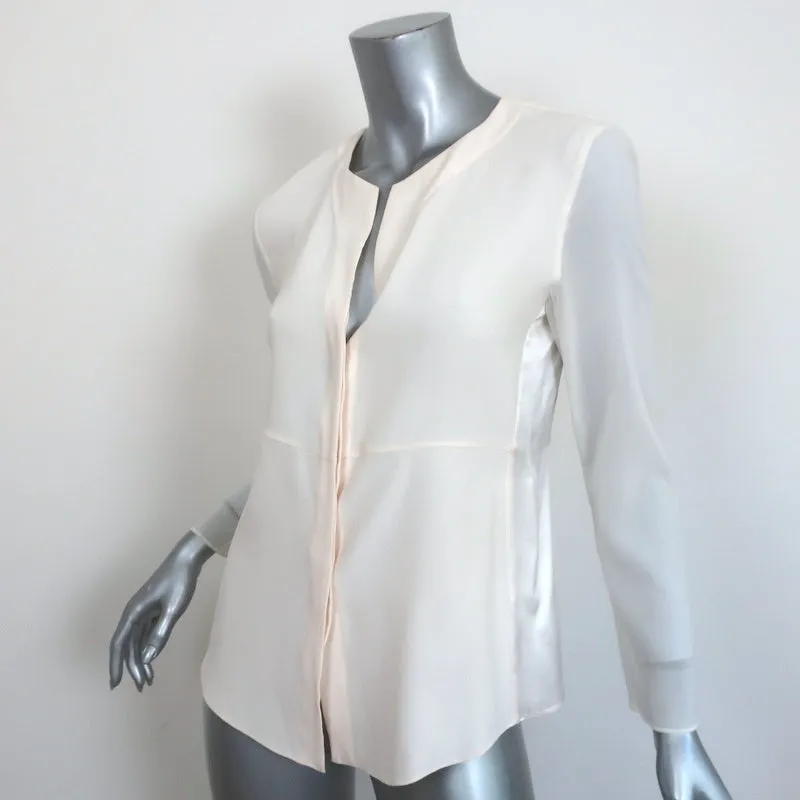 Narciso Rodriguez Blouse en soie à panneaux satinés ivoire Taille 42 Haut à manches longues