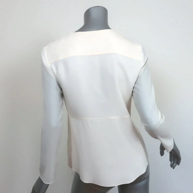 Narciso Rodriguez Blouse en soie à panneaux satinés ivoire Taille 42 Haut à manches longues