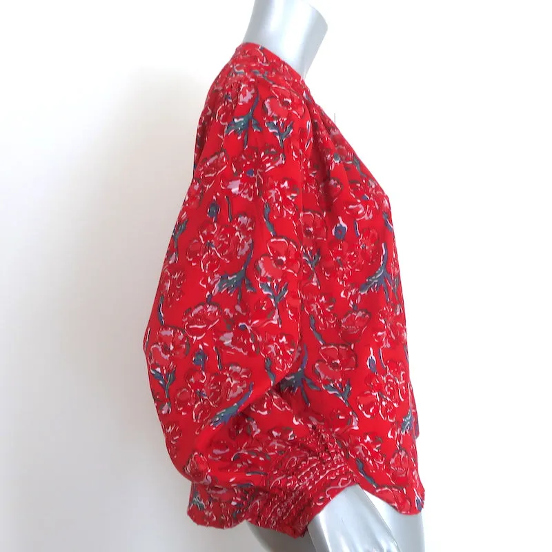 Natalie Martin Tolan Chemise Imprimé Fleuri Rouge Soie Taille Très Petite NEUVE