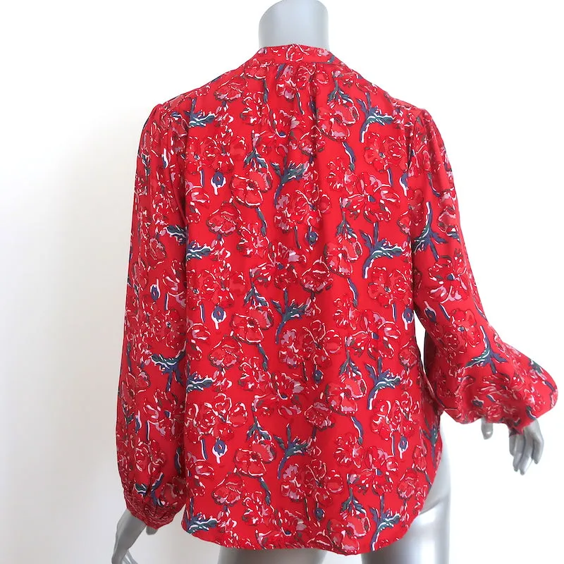 Natalie Martin Tolan Chemise Imprimé Fleuri Rouge Soie Taille Très Petite NEUVE
