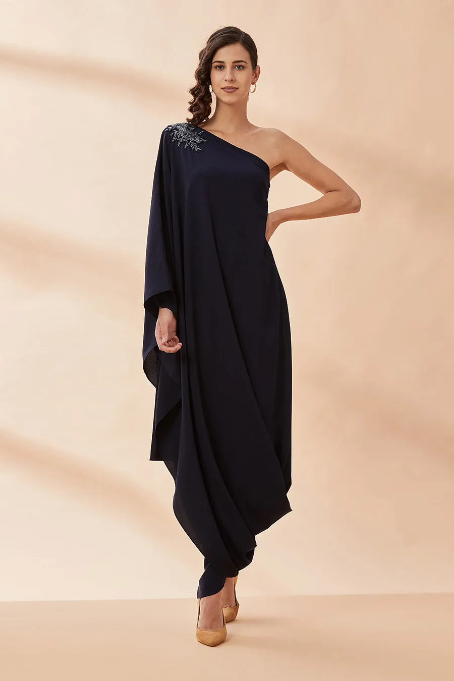 Ensemble Coordonné Crystal Une Épaule Bleu Marine