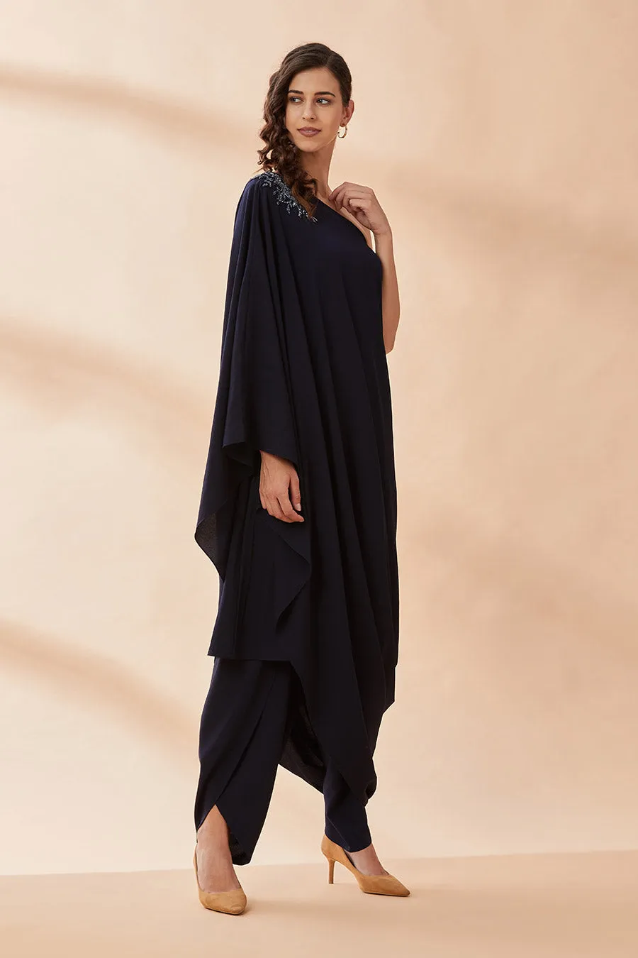 Ensemble Coordonné Crystal Une Épaule Bleu Marine