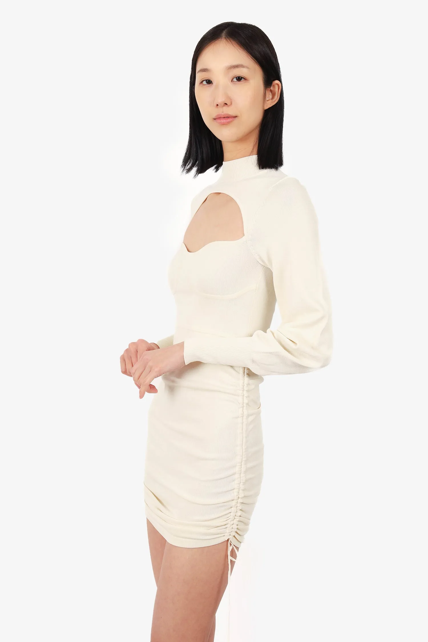 Robe mini plissée côtelée Off White taille S