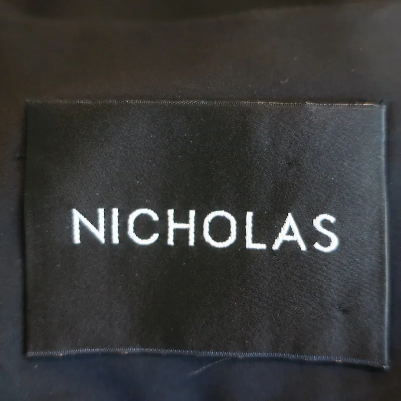 Blouse Nicholas à nœud devant en satin crêpe noir Taille US 2 Haut à manches longues