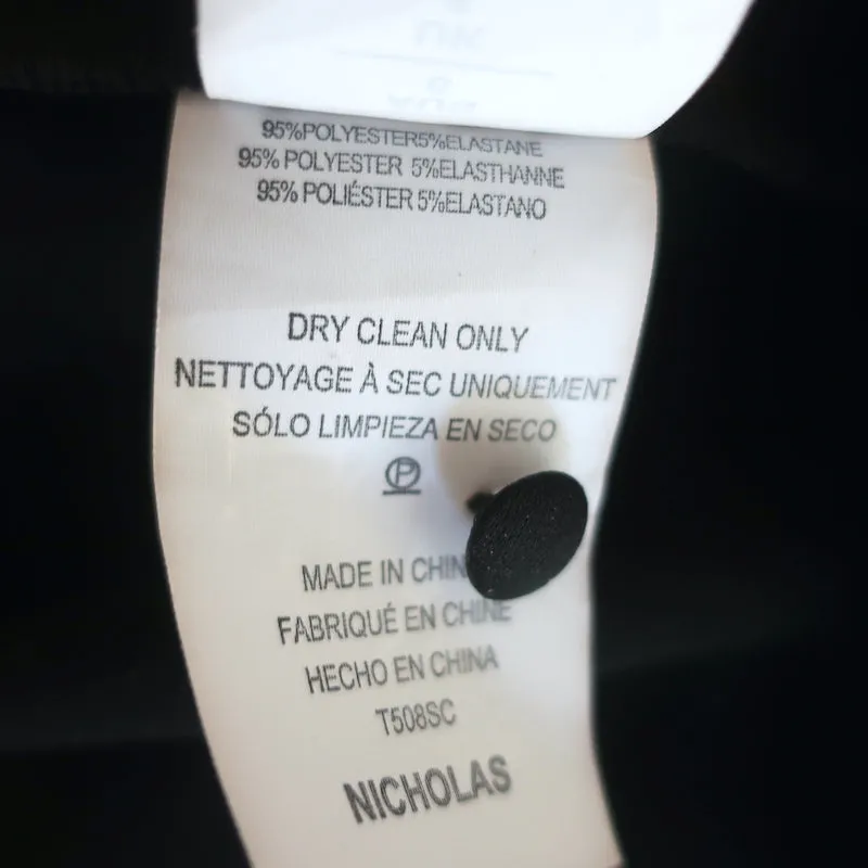 Blouse Nicholas à nœud devant en satin crêpe noir Taille US 2 Haut à manches longues