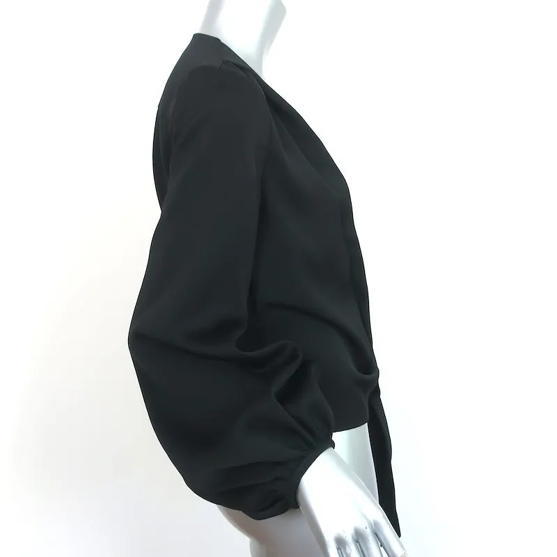 Blouse Nicholas à nœud devant en satin crêpe noir Taille US 2 Haut à manches longues