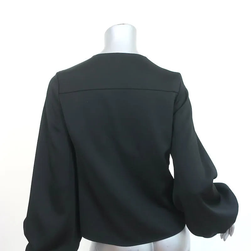 Blouse Nicholas à nœud devant en satin crêpe noir Taille US 2 Haut à manches longues