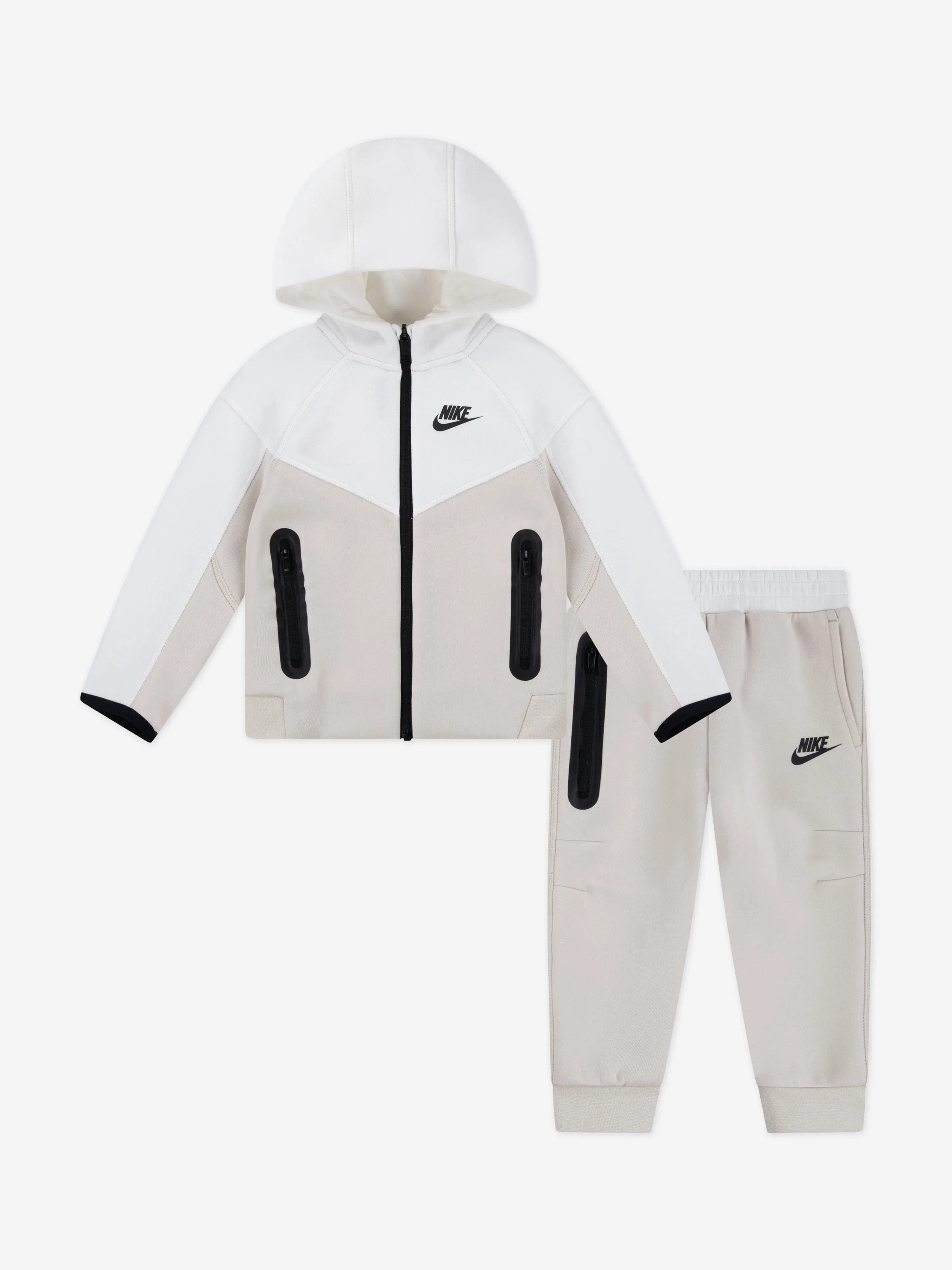Nike Kids Tech Fleece Sweat à Capuche Zip Complet en Beige