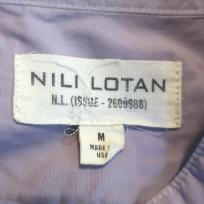 Blouse Nili Lotan Mattie en coton lilas, taille moyenne, manches blouson