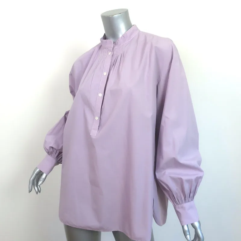Blouse Nili Lotan Mattie en coton lilas, taille moyenne, manches blouson