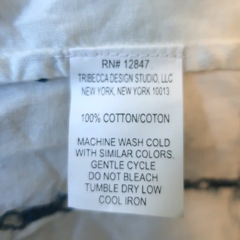 Nili Lotan Blouse Provence Blanc/Bleu marine Rayure Brodée en Coton Taille Petit NEUF