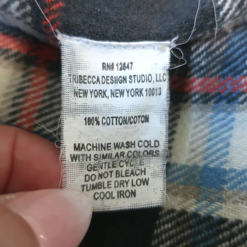 Chemise en flanelle à carreaux Nili Lotan Gris/Crème en coton Taille Large Manches longues Haut