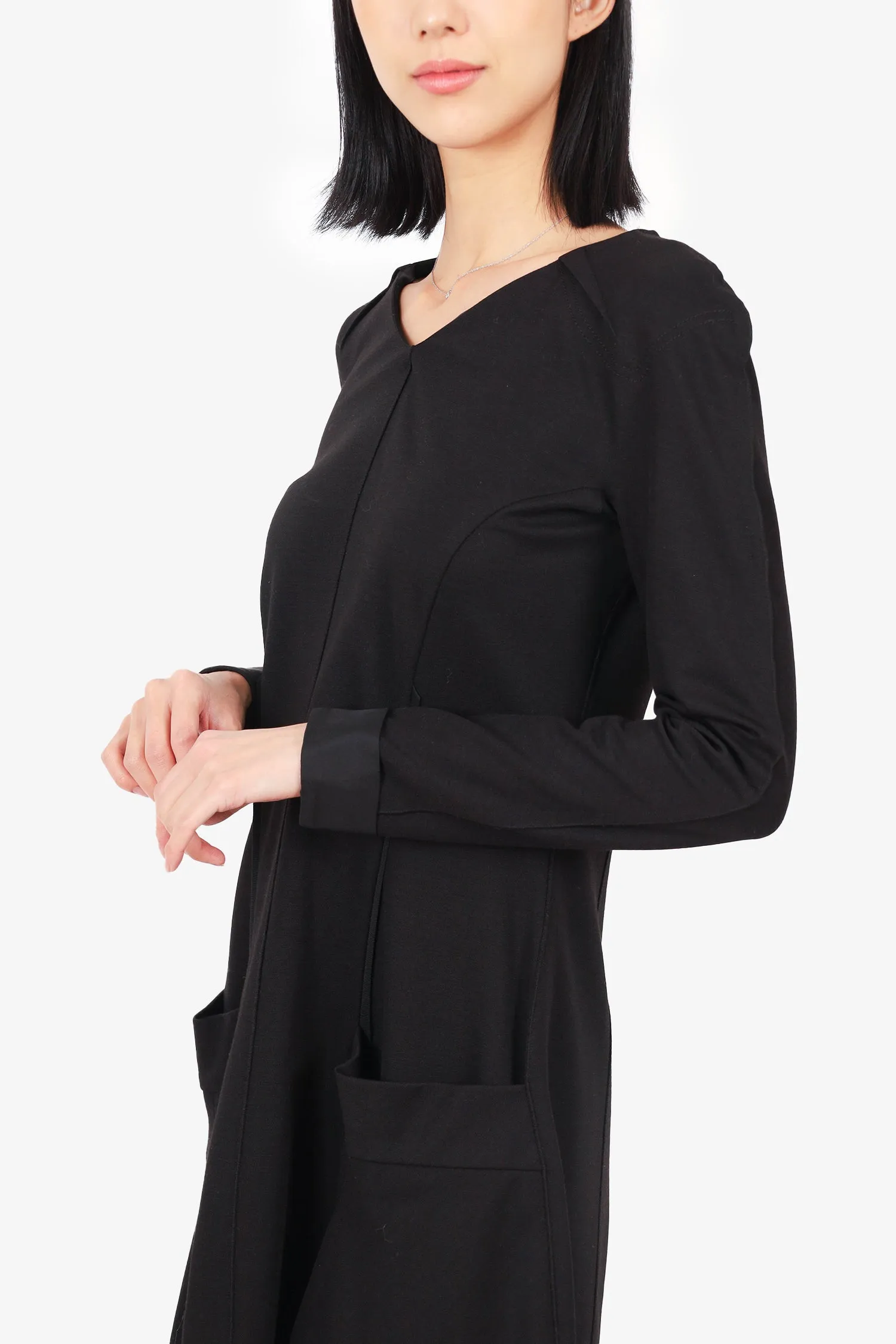 Robe longue en laine noire Nina Ricci avec poches taille 40
