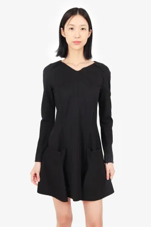 Nina Ricci Black Wool Long Sleeve Dress with Pockets Size 40