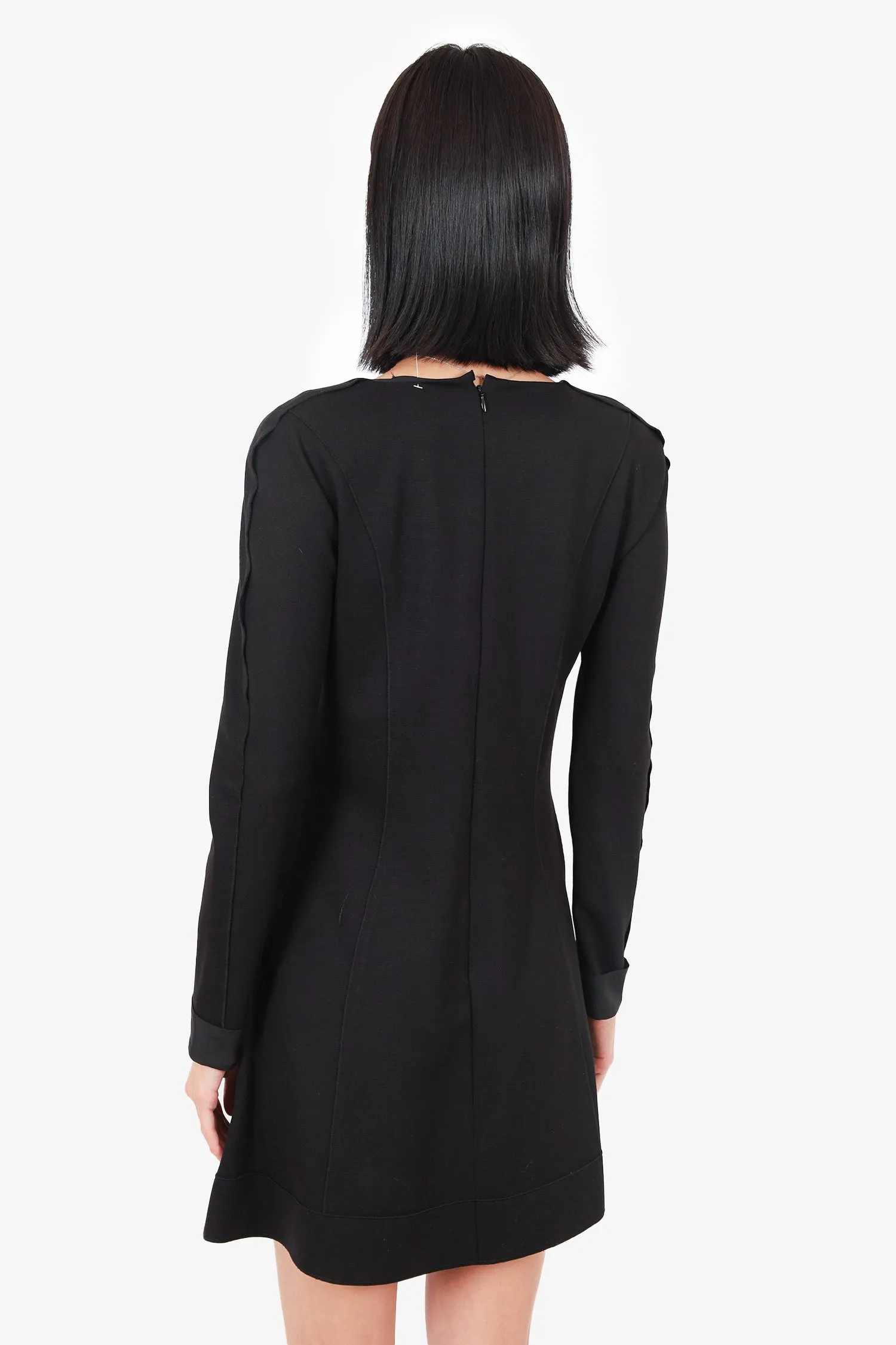 Robe longue en laine noire Nina Ricci avec poches taille 40