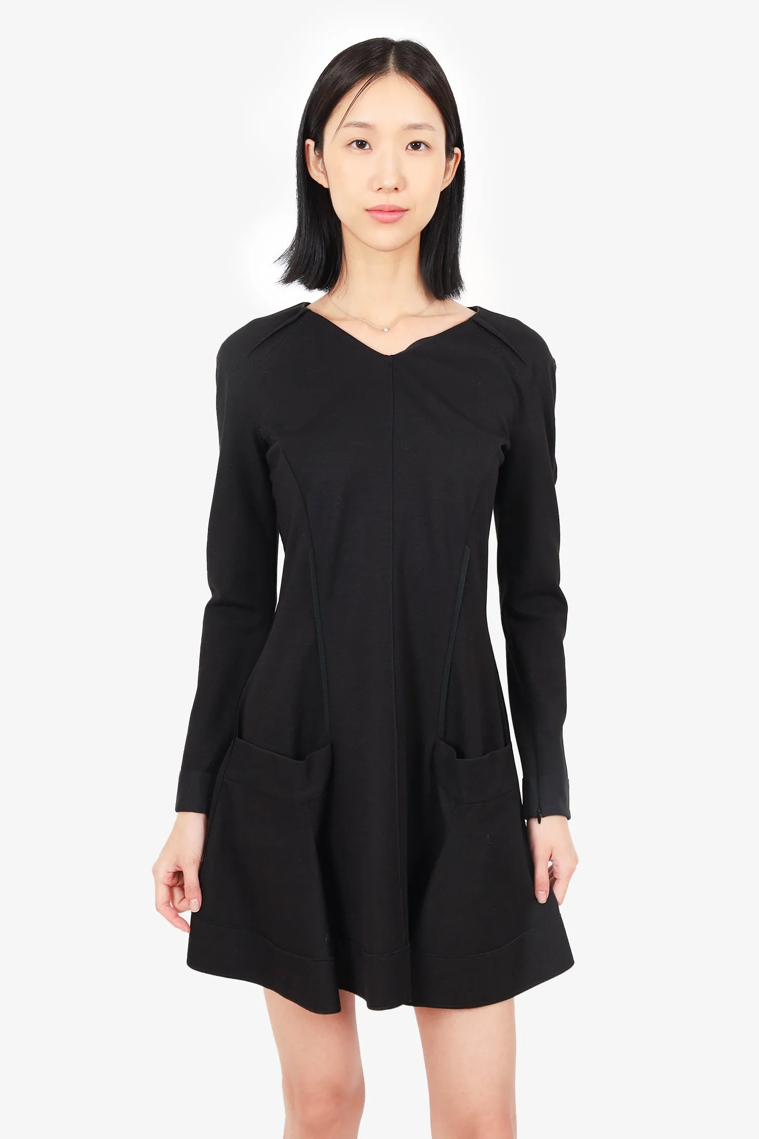 Robe longue en laine noire Nina Ricci avec poches taille 40