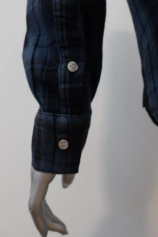 Chemise à boutons NSF Axel Plaid Bleu/Rouge Teinture en dégradé Taille Petite Manches longues Haut