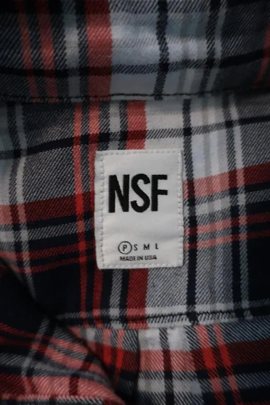 Chemise à boutons NSF Axel Plaid Bleu/Rouge Teinture en dégradé Taille Petite Manches longues Haut