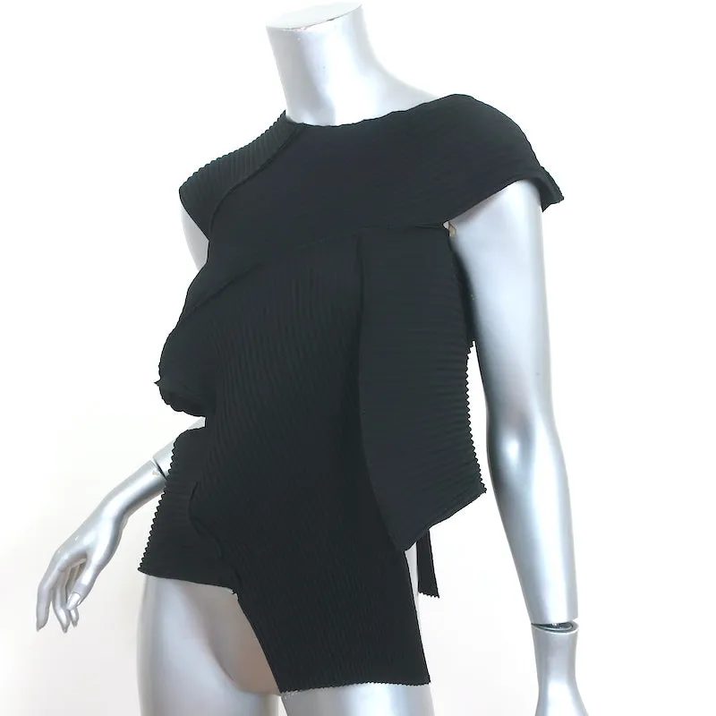 NU London Black Label Top à Plis Asymétriques Noir Taille 0 Blouse à Manches Courtes