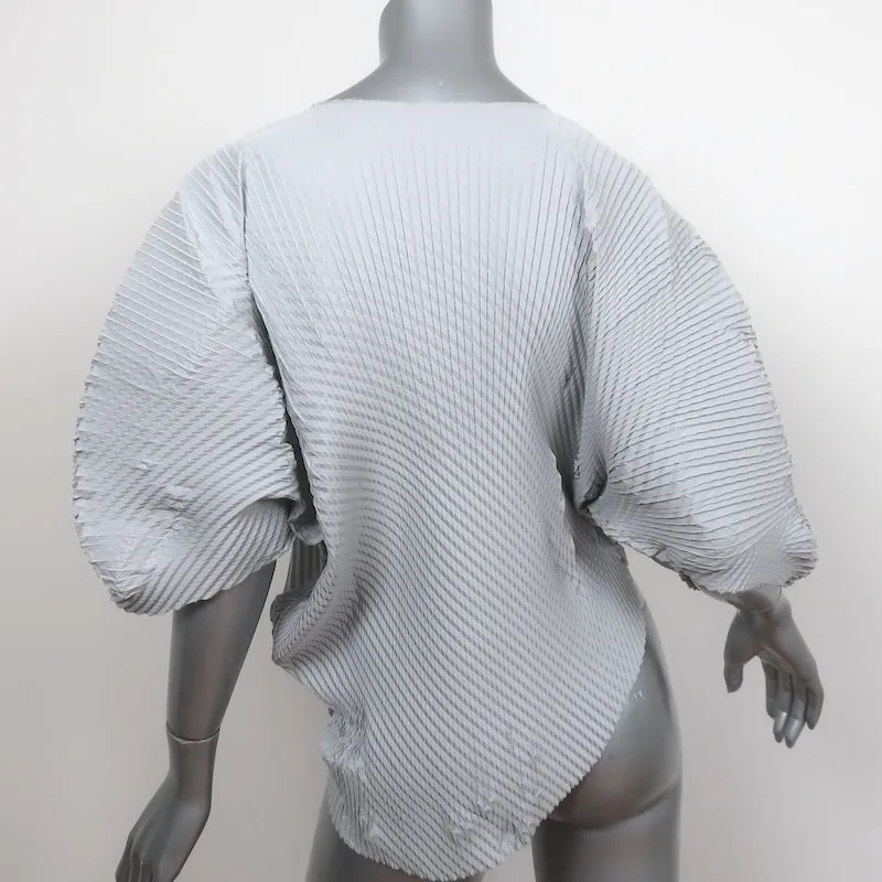 NU London Black Label Top Asymétrique Plissé Gris Clair Taille 0 Blouse à Manches Courtes